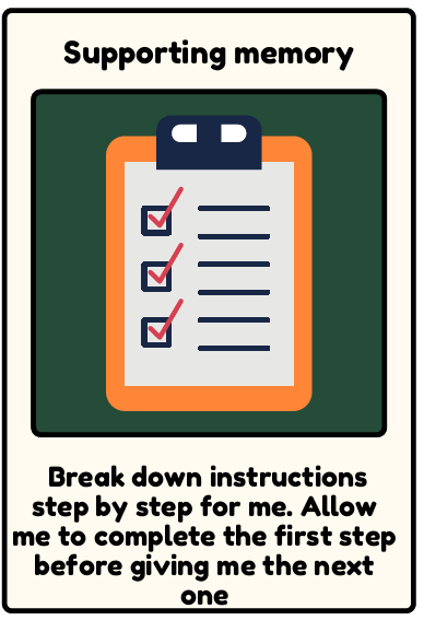 Memory - Break down instructions step by step for me. Allow me to complete the first step before giving me the next one